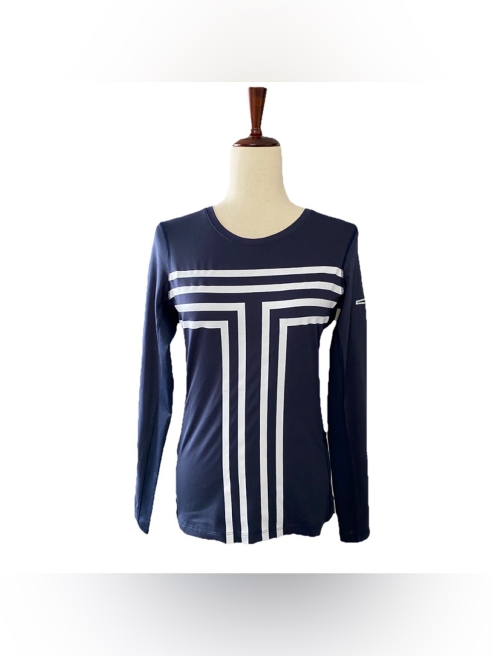 Tory Burch Sport Navy Long Sleeve Performance Top Size Medium Athletic Tee